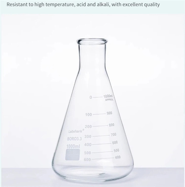 BKMAM Lab Glassware High Quality 50ml-10000ml Borosilicate Glass Erlenmeyer Flask Conical Flask With Graduations